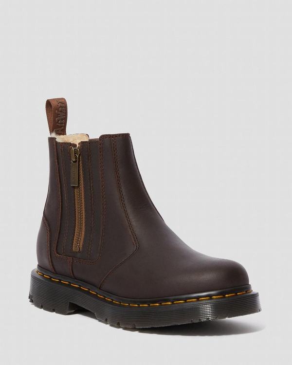 Dr Martens Dámské Chelsea Boty 2976 Alyson Dm's Wintergrip Tmavě Hnědé, CZ-256097